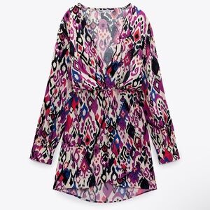 ZARA PRINTED CROSSED DRESS; SIZE SMALL; NWT
